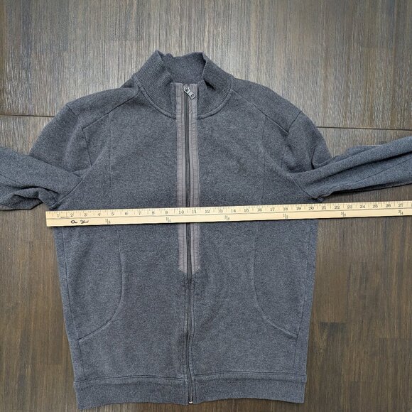 Armani Exchange | Men's Medium Zip-up Grey Sweater w/ Mock Neck & Elbow Patches - Picture 7 of 7